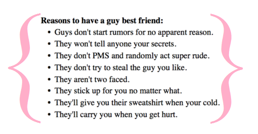 Definitely. Some of my best and closest friends are guys. I think this ...